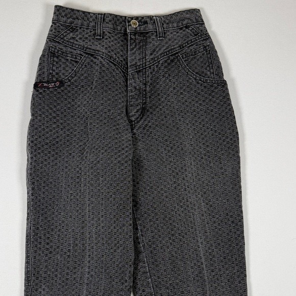 Blaze Riding Gear Vintage High Waist Textured Checkerboard Jeans Black 24x32.5 - Picture 4 of 10